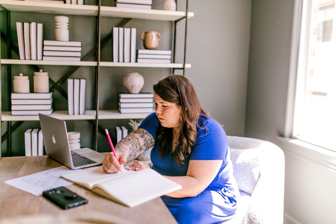 inspirational woman at desk writing